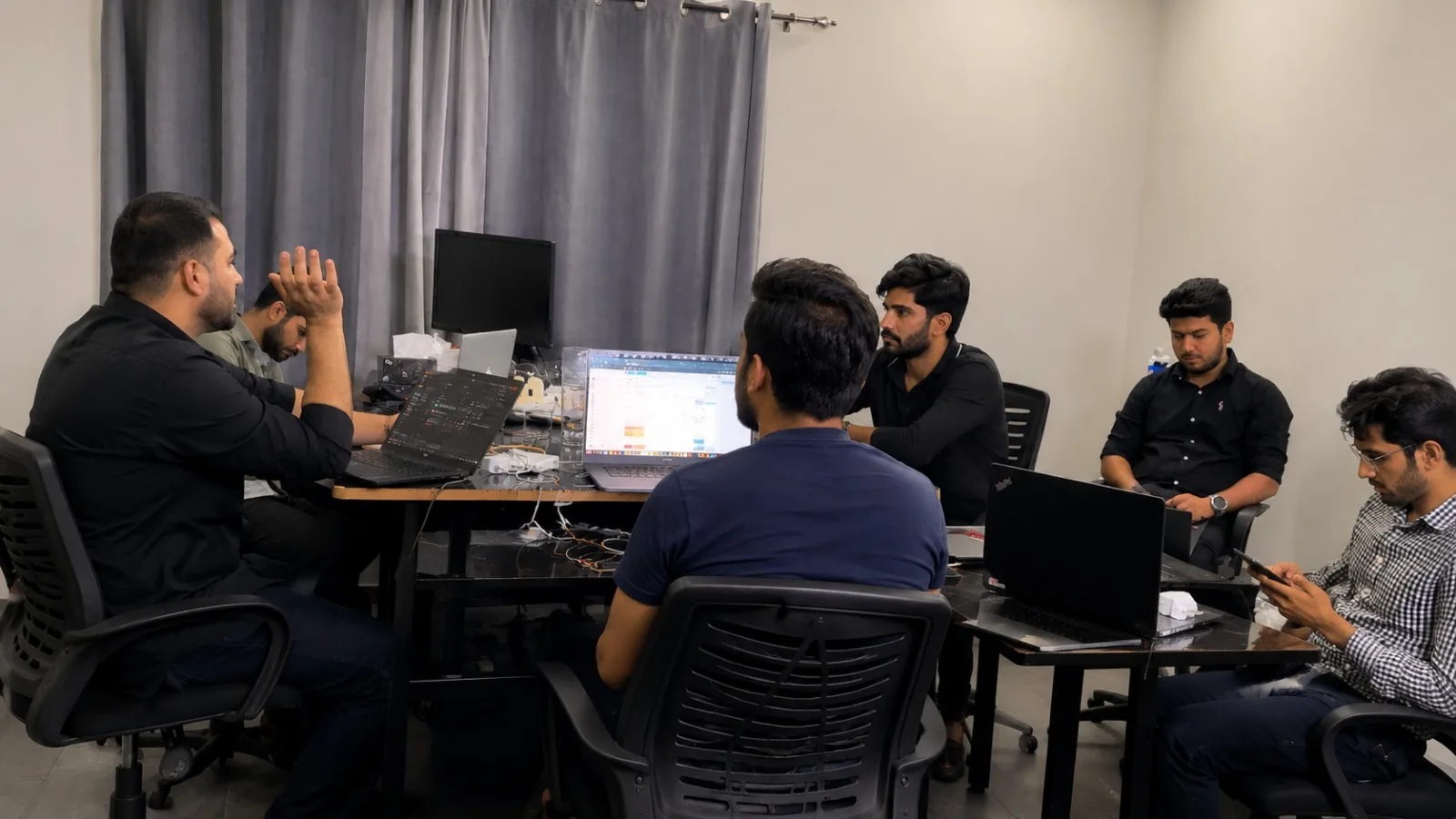 Team huddle and project planning, 2024